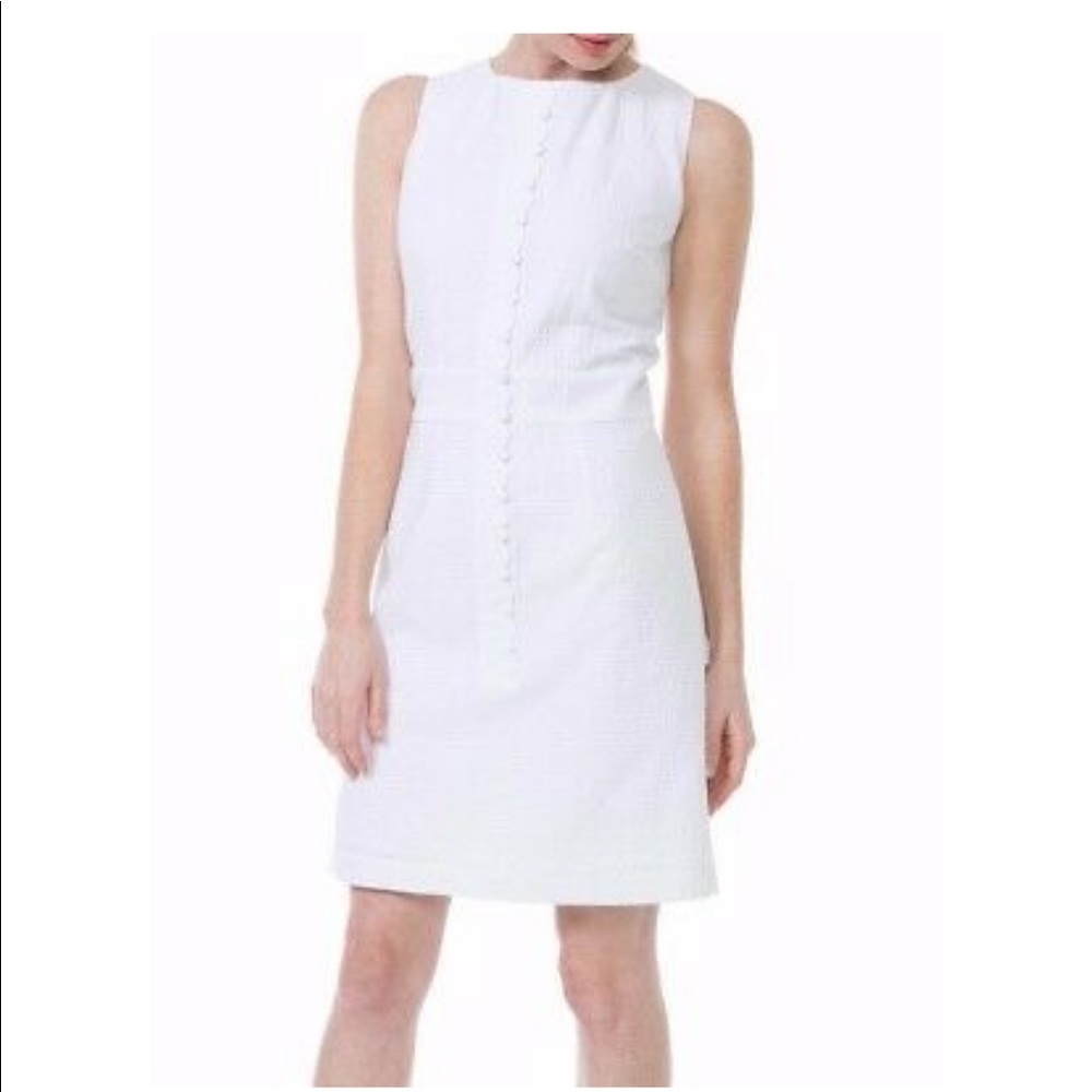 NWT Southern Proper White Seersucker Scallop Dress
